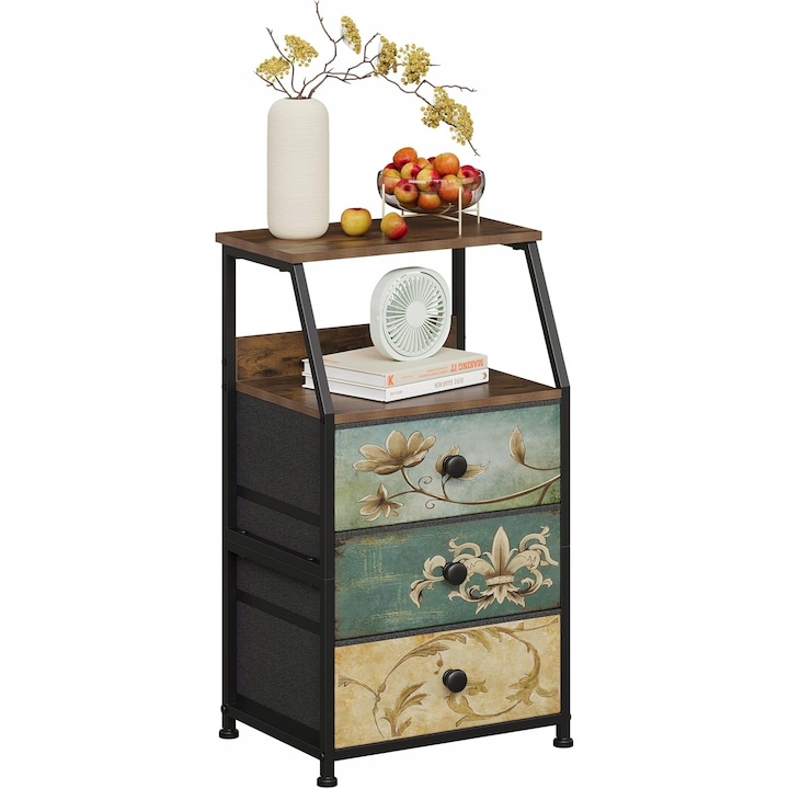 Comoda Boho cu 3 sertare, dimensiuni 40x29x70cm, design vintage, fara marca