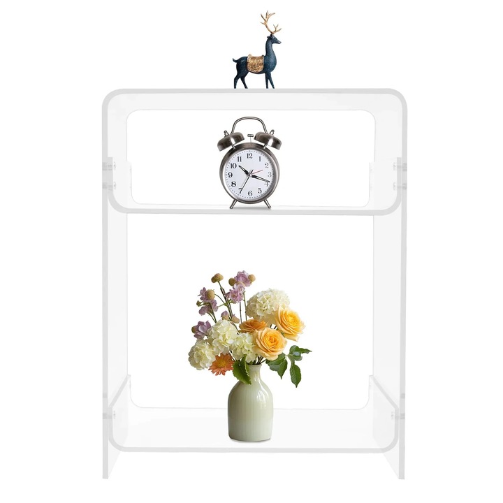 Акрилна странична масичка С, 3 нива, прозрачна, 40x30x50см