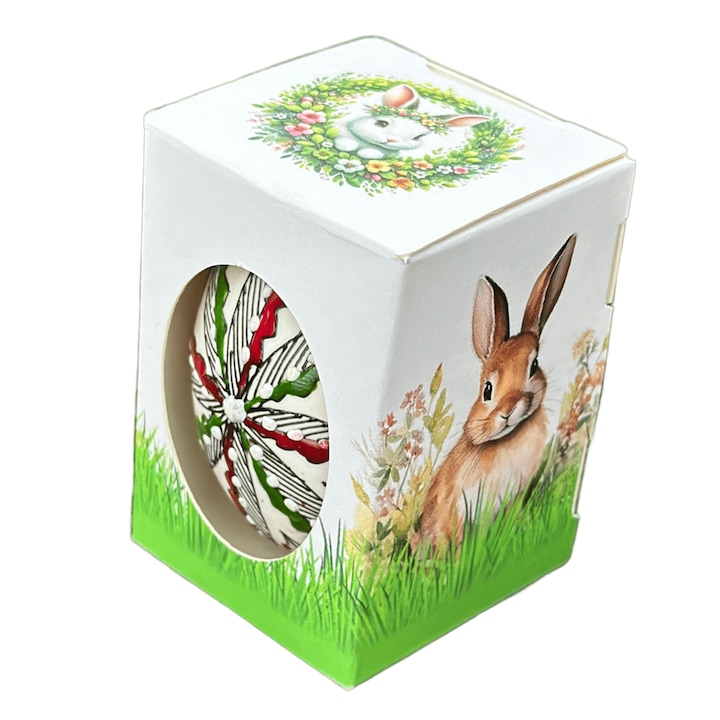 Ou natural incondeiat cu ceara, tehnica traditionala, cu cutie, model unicat, 6, 8x4, 5 cm