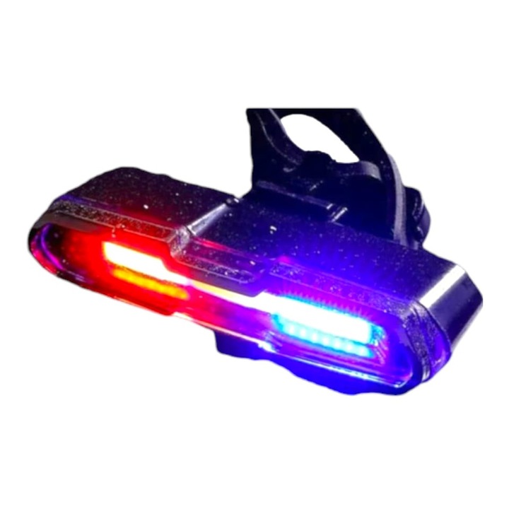 Stop bicicleta AVI® cu incarcare USB, lumini tip politie, moduri multiple de iluminare, AVI-4028