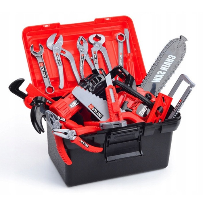 Set unelte pentru copii Pan i Pani Gadżet, 68 piese, masina de gaurit, cutie, plastic, 3 ani+