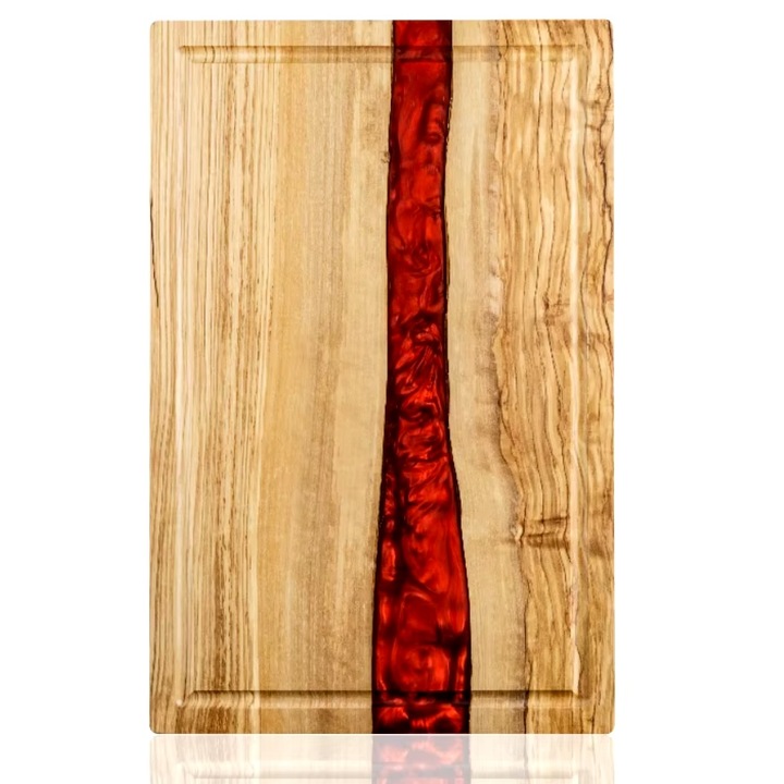 Placa de taiat din lemn EX-35152 - Maron / Rosu
