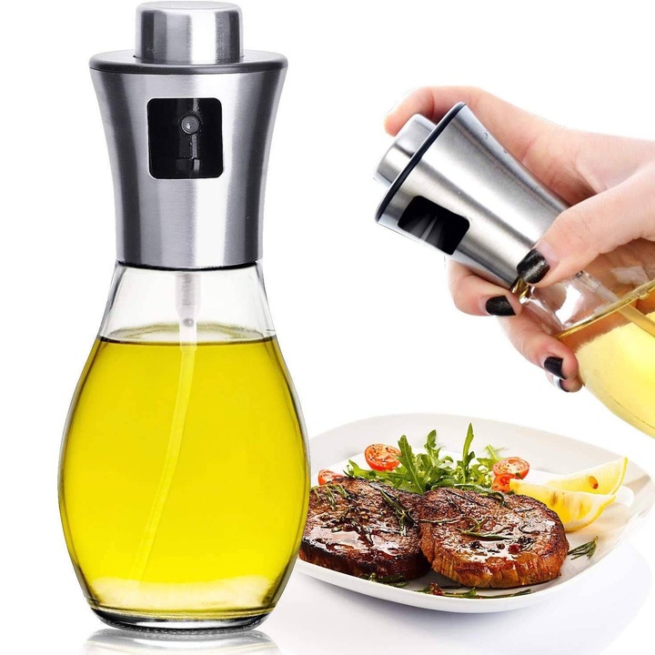 Dispenser de ulei cu pulverizator - Argintiu