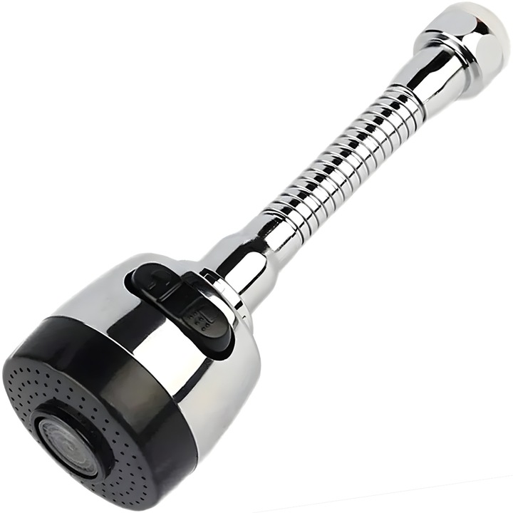 Prelungitor economic pentru robinet - Argintiu / Negru