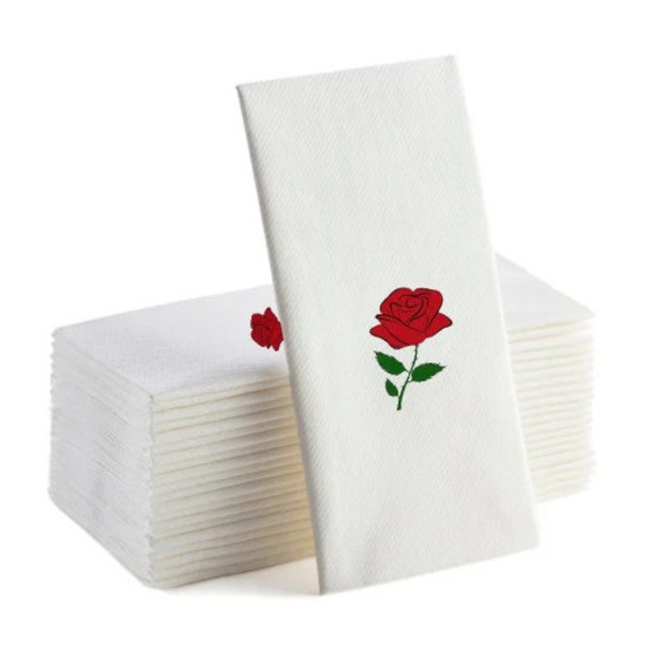 Lavete Airlaid cu Trandafir / 48 x 43 cm / 60 buc LAVEX