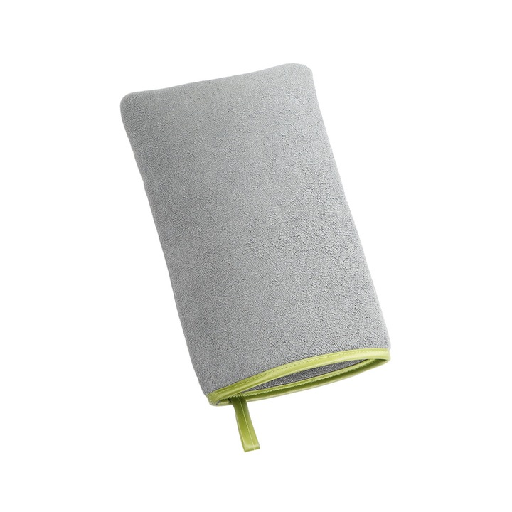 Laveta tip manusa din microfibra EKO, design 2in1 pentru curatare umeda si uscata, ideala pentru otel inoxidabil, sticla, electrocasnice, textura ultrafina, lavabila la masina de spalat rufe, curatare fara solutii chimice, design ergonomic, gri