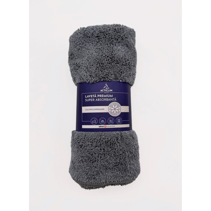 Laveta Acticlin Auto Detailing Premium Microfibra 440 GSM 50x70 cm, Gri – Prosop Auto Uscare Rapida, Super Absorbant, Fara Urme