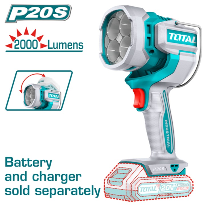 TOTAL INDUSTRIAL lampa de lucru LED reincarcabila, 20 V, 22.5 W, fara acumulator