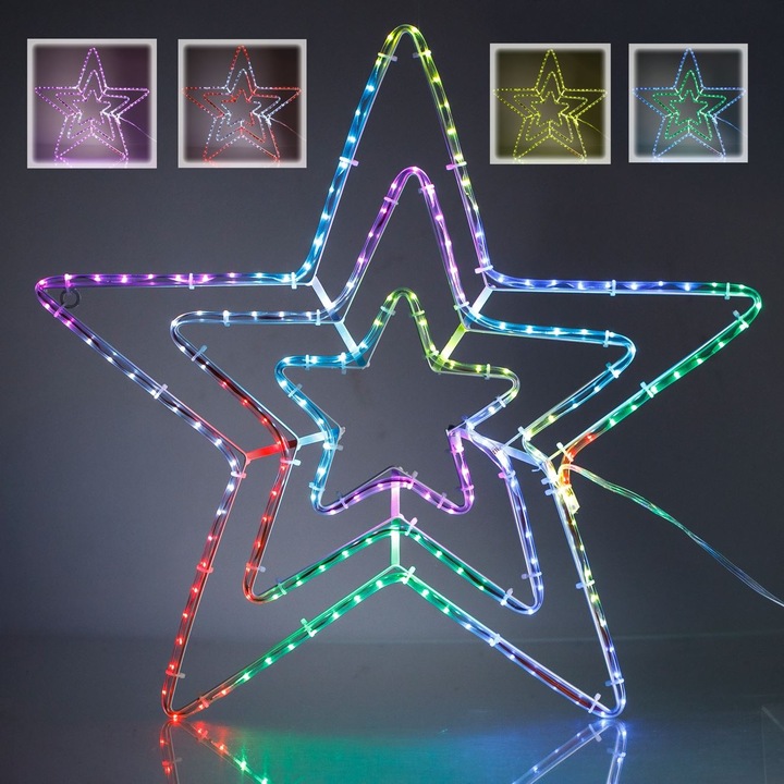 LED fényfüzér csillag, 56x56cm, többszínű