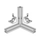 Set, Matik, Coltar pentru profile din aluminiu, 35x40x40 mm, 1 buc., 2 chei ciocan M8 dure, 2 suruburi Allen M8x16, 2 saibe, Argint, Aluminiu anodizat, Asamblare usoara, Versatil, Conexiuni