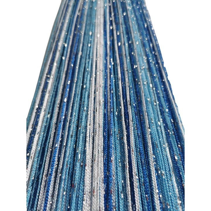 Perdea de ata franjuri, INOVIUS, alb, bleu, albastru, 300x300cm