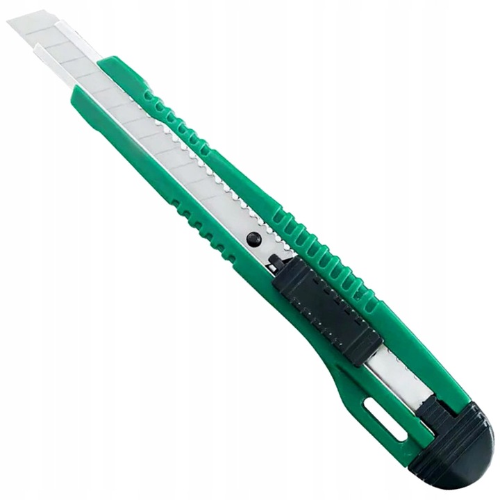 Cutter 9 mm, lama segmentata, verde, retractabil, 1 bucata