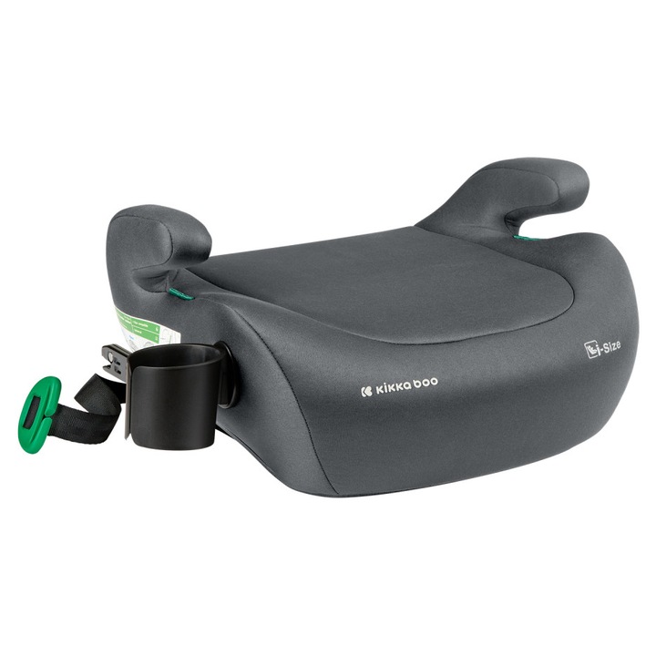 Înalțător auto Kikka Boo i-Tip 2 i-Size Isofix, Dark Grey, pentru 125-150 cm, suport pahar inclus