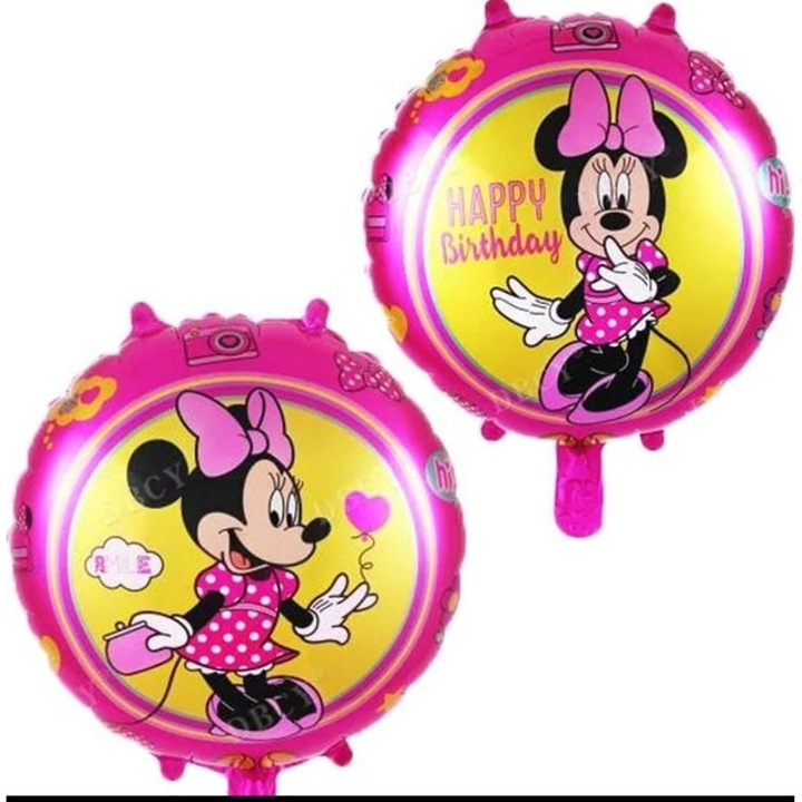 Balon folie Minnie Mouse Happy Birthday, 45 cm, Decor Petrecere Copii, Folie Rezistenta, Umflare Aer sau Heliu, WOW Shop