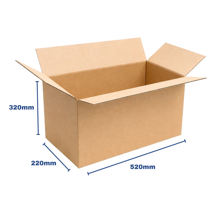 Set 10 bucati Cutie Carton 520x220x320 mm, 3 Straturi, Natur, 420 g/mp