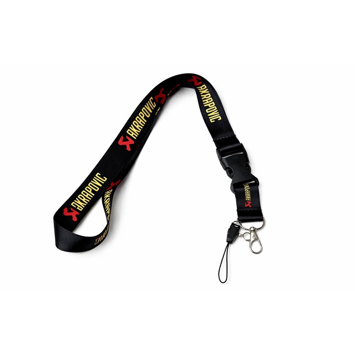 Breloc Lanyard Akrapovic, textil rezistent, cataramă detasabilă, carabină metalică, diverse modele