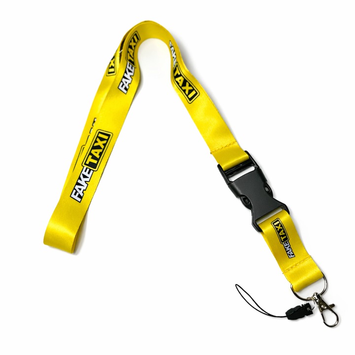 Breloc lanyard taxi, curea textilă rezistentă, cataramă detasabilă, carabină metalică, diverse modele