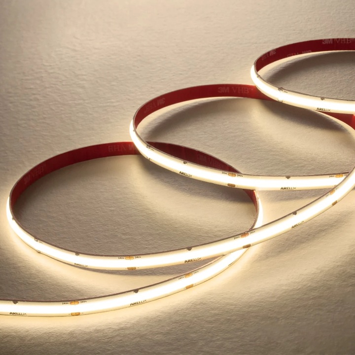 Banda LED dublu-adeziva pentru interior Arelux Xfrill COB, 24 V, 40W, 3450 lm, lumina calda, 5 m, IP20