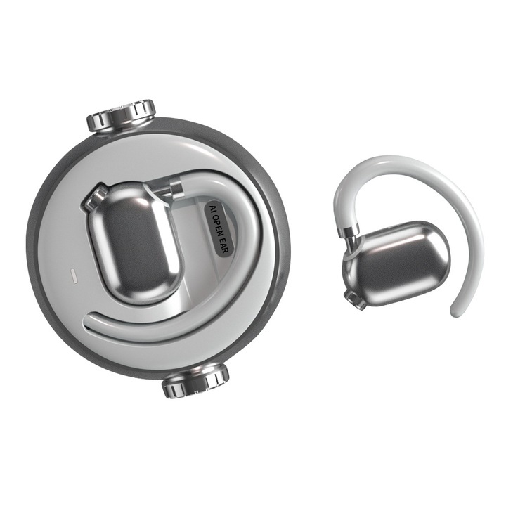 Безжични Bluetooth слушалки, спортни, гласов контрол, микрофон, музика, удължен живот на батерията, шумопотискане, водоустойчивост IPX4, стерео звук, ниска латентност, сиви