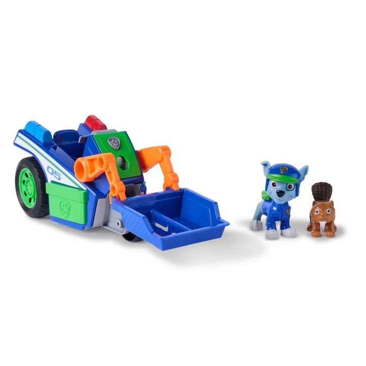 Set figurine Paw Patrol, Rocky și vehicul de reciclare, verde, 24.38x20.32x8.13cm