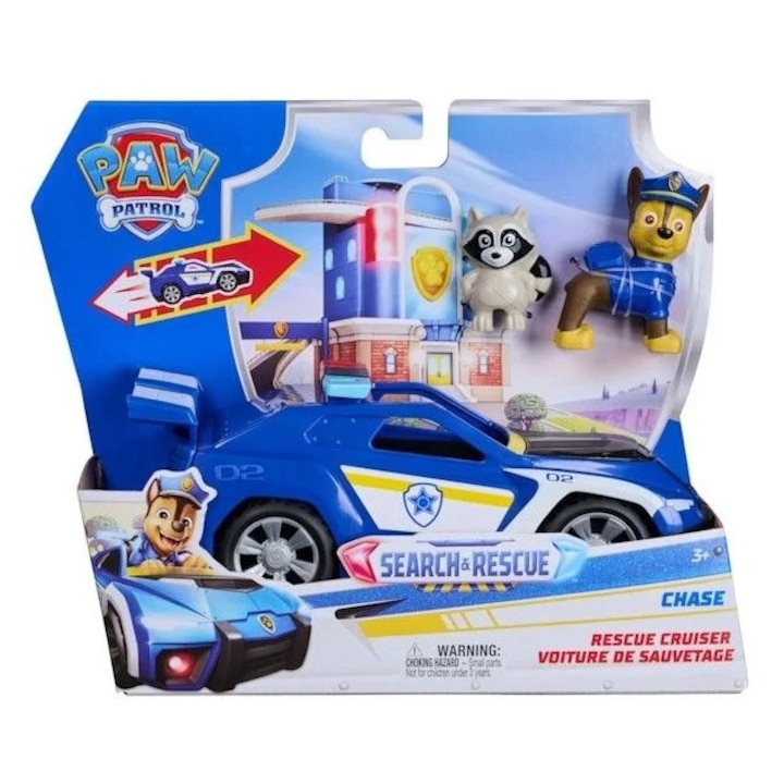 Set figurine Paw Patrol, Chase și mașină de poliție, 24.38x20.32x8.13cm, pentru băieți