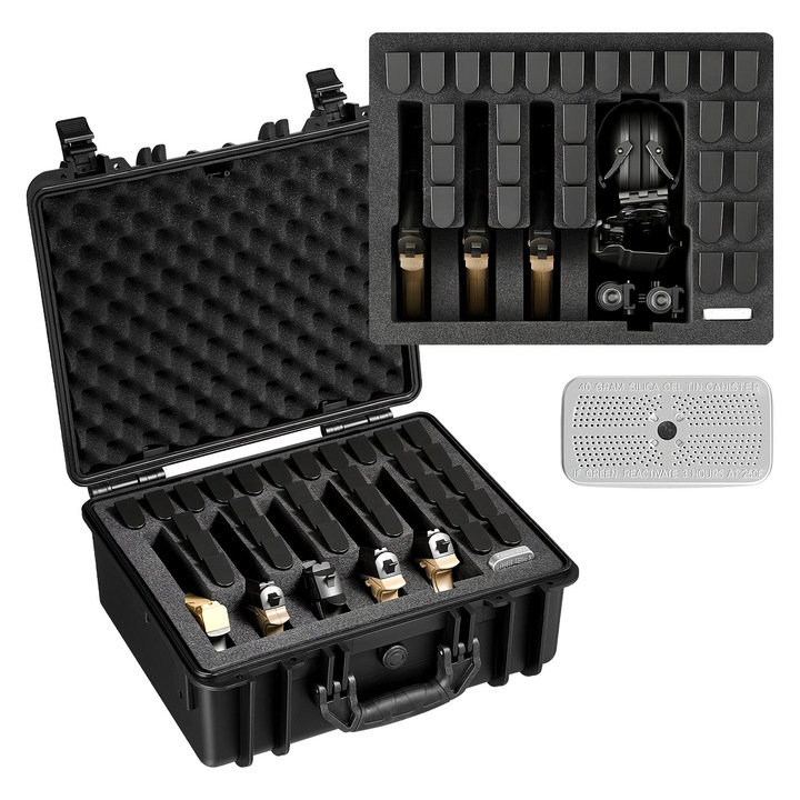 Valiza rigida pentru pistol, Cutie transport si depozitare, Impermeabila, Captuseala spuma XPE, Interior personalizabil, Dimensiuni 475x415x215 mm, Pentru camera foto si obiective