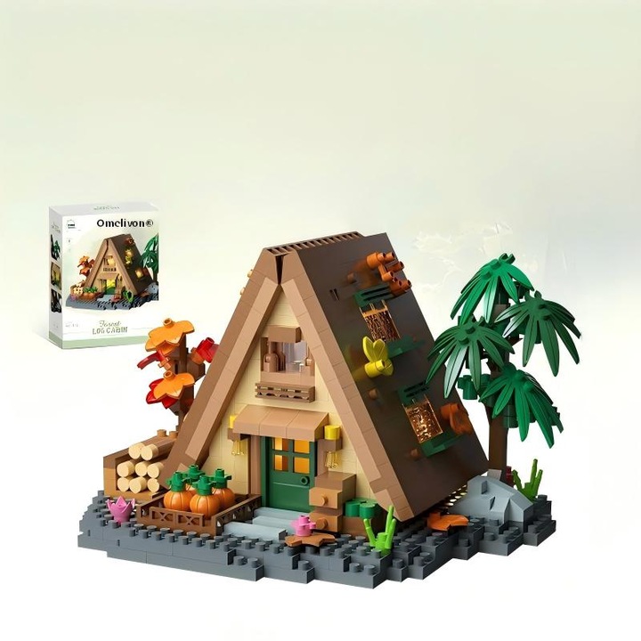 3D Puzzle A-Frame Erdei Kunyhó - Építőkészlet 721 darabbal, Esztétikus Irodai Dekoráció, Intelligencia Fejlesztő Oktató Játék, Omelivon®, 12,6 x 9,4 x 8 cm