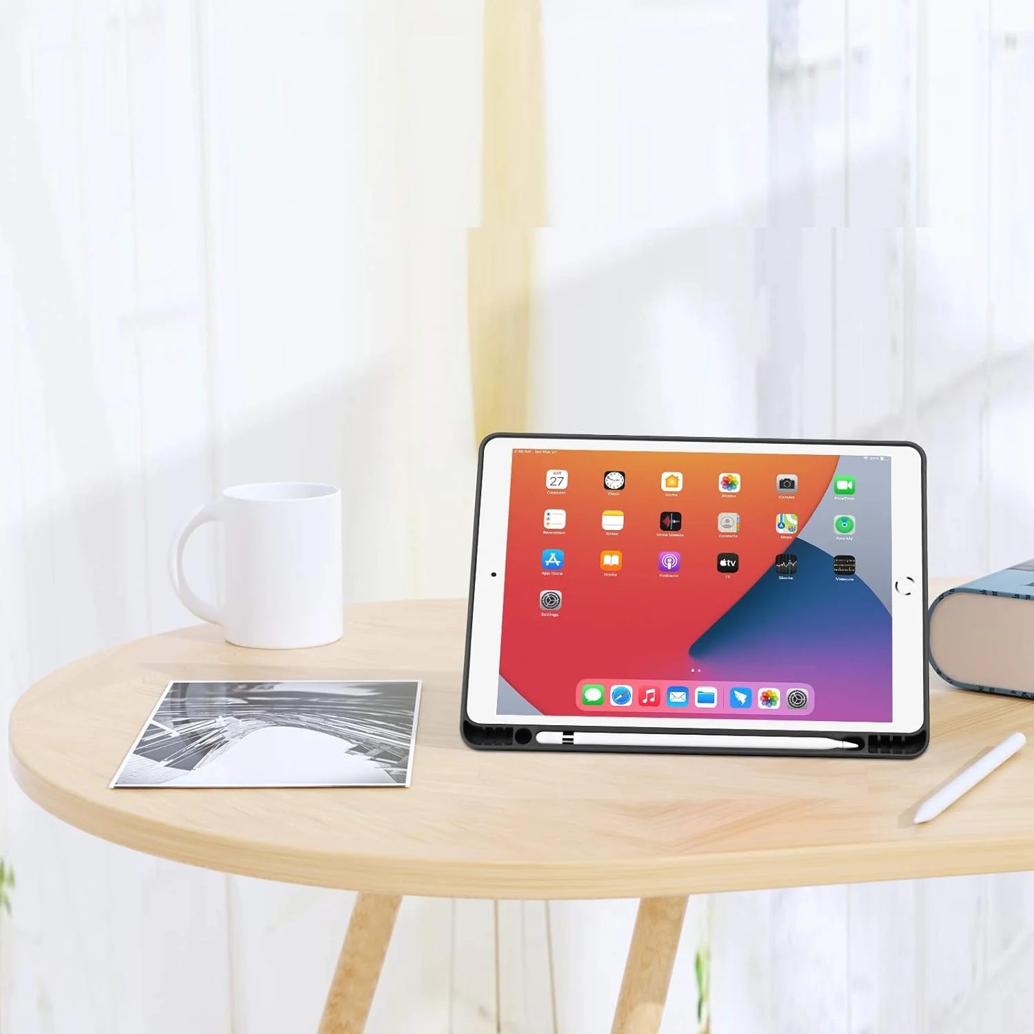 Husa premium Sigloo, pentru tableta iPAD Pro 12.9, model 2022/2021/2020/2018, 12.9", suport Smart Pen, Negru