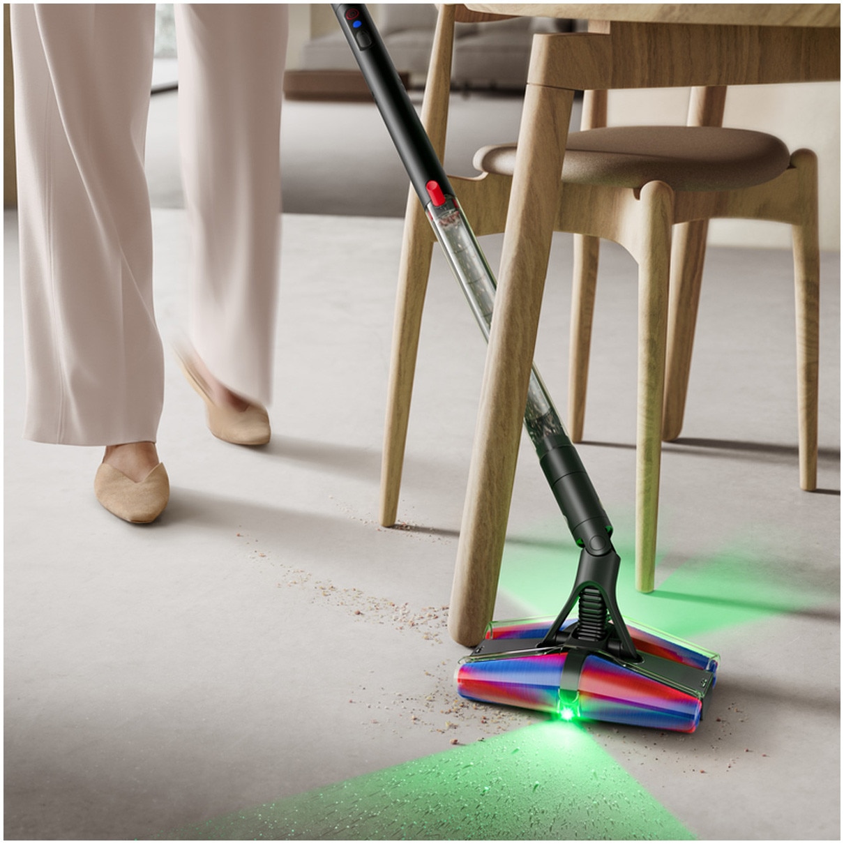 Aspirator vertical Dyson PencilVac Fluffycones, motor Hyperdymium, design ultra-subțire, capat de curățare cu LED, 95mm