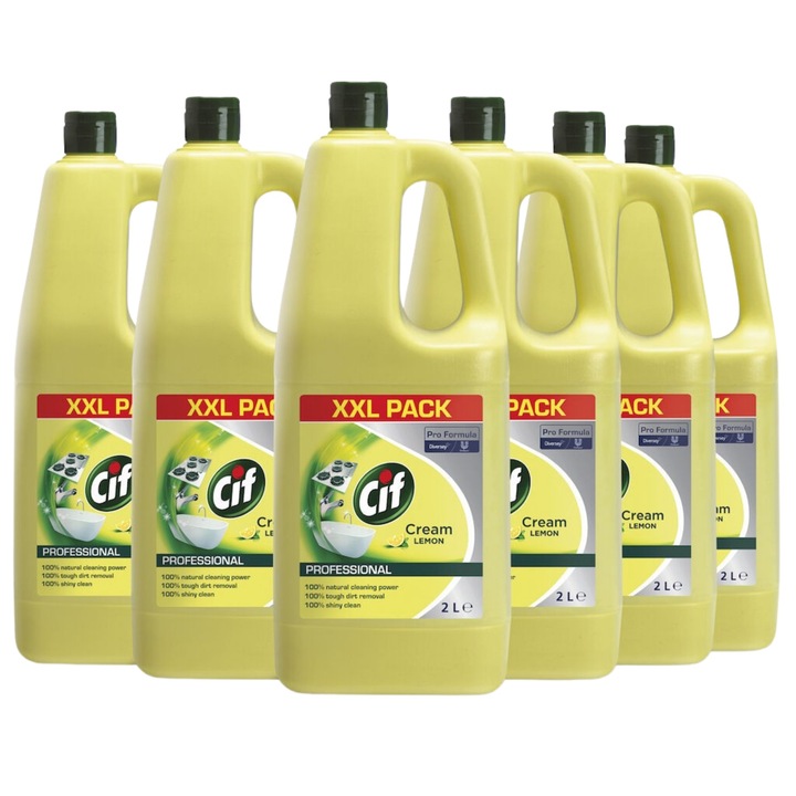 Pachet detergent universal Cif Professional, crema de curățare cu lămâie, non-abraziv, 12L