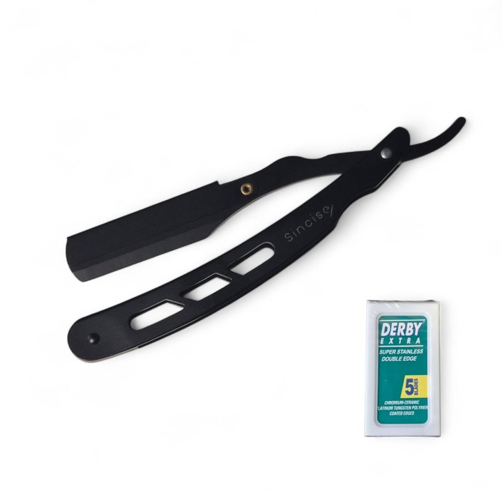 Brici profesional Sincise, inox, negru mat, cu lama interschimbabila, pentru barbati