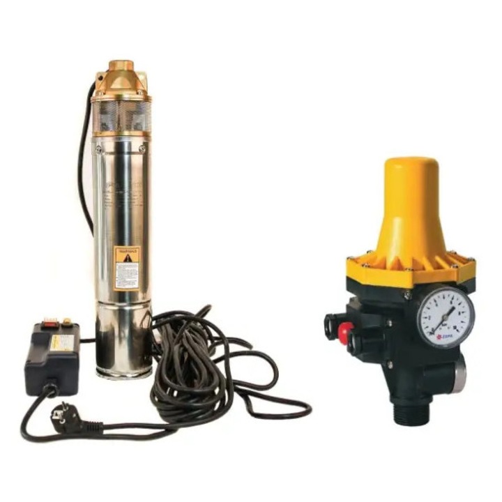 Set pompa submersibilă 4SKM/100, 0.75 kW, 60m înălțime refulare, 30m adâncime aspiratie, 3000 l/h