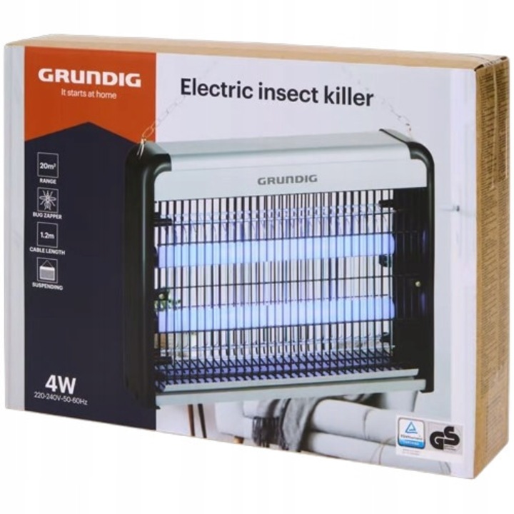 Лампа против насекоми Grundig, LED, 20м, лесна за почистване