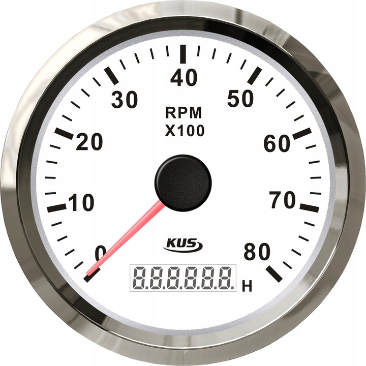 Тахометър за лодка, KUS 8000 RPM, бял, 85мм, IP67