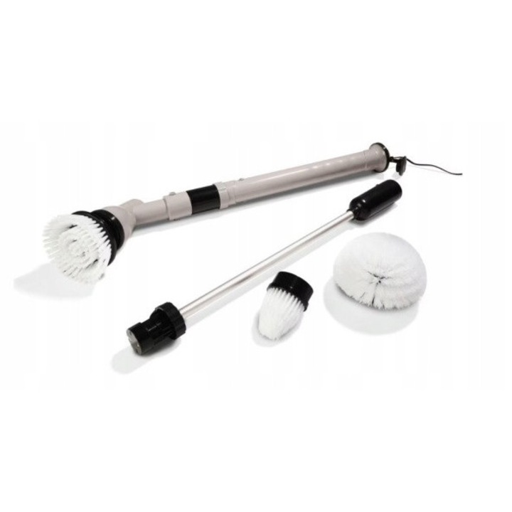 Perie electrica de curatare, 10W, 3 capete, negru/gri, dimensiuni 7x11x105cm