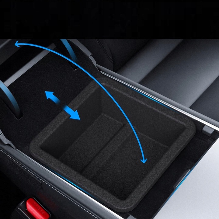 Organizer negru pentru cotiera Tesla Model 3/Y, material ABS, usor de instalat, 2021-2022