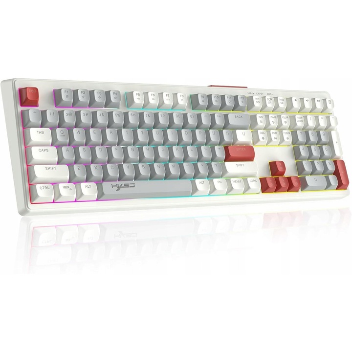 Геймърска клавиатура HXSJ V300, 108 клавиша, RGB подсветка, anti-ghosting, QWERTY, с кабел