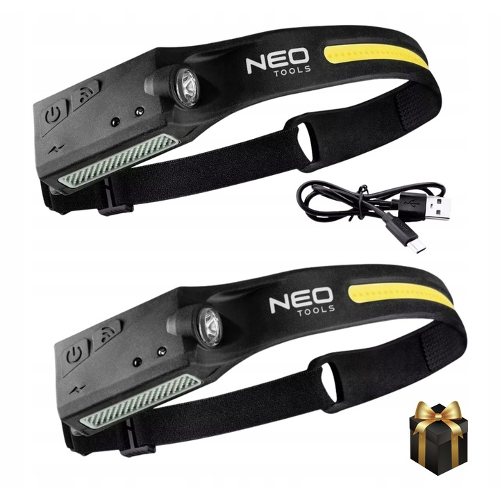 Комплект 2x LED фенера 2в1 с акумулаторна батерия, широко и точково осветление, водоустойчиви, NEO 99-097