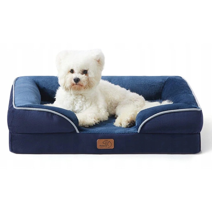 Culcus ortopedic pentru caini, 88x63x16cm, gri, cu husa detasabila si impermeabila