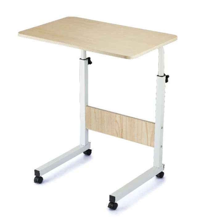 Masa laterală reglabilă Confortime, 50x40cm, lemn alb cu metal, înălțime ajustabilă 65-89cm, cu roți