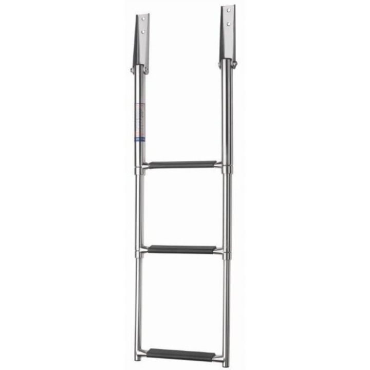 Scara de lucru telescopica din otel inoxidabil, 3 trepte, 880x295mm, capacitate 300kg