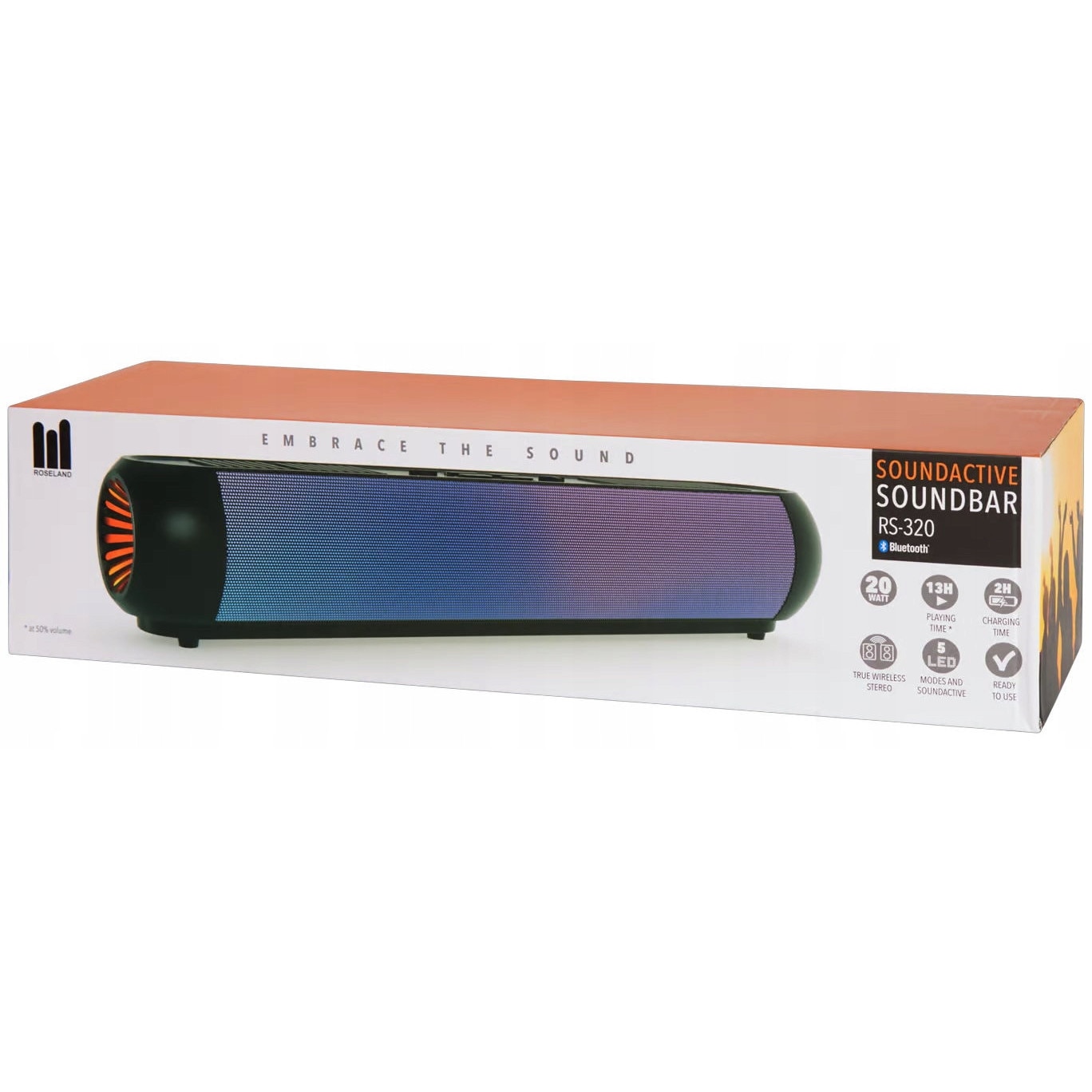 Soundbar Roseland RS-320, 20W, multicolor, Bluetooth 5.4, 13 ore autonomie