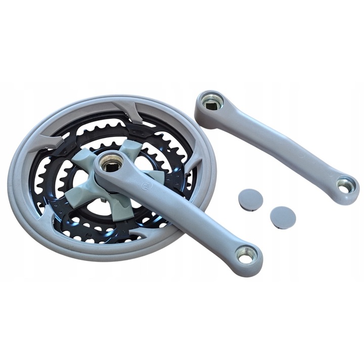 Mecanism korbowy 48/38/28T x 170mm, stift patrat, otel acoperit, gri