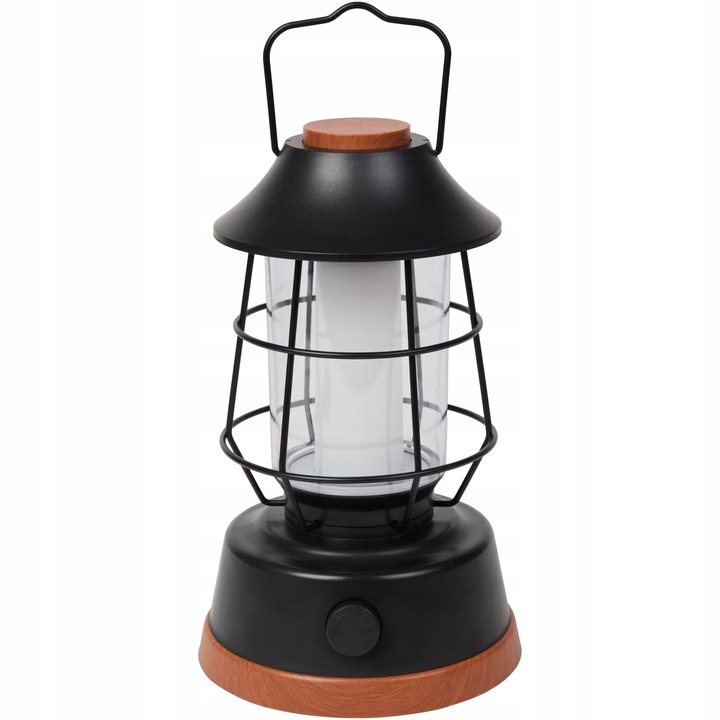 Lampa camping Froyak, stil retro, LED, neagra, 222x133mm