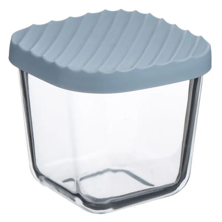 Caserola sticla cu capac plastic albastru gri 350ml