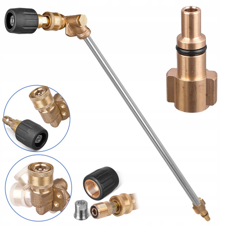 Lanca reglabila cu duza plata pentru aparat de spalat cu presiune, 40cm, compatibila LAVOR/PARKSIDE, set inclus