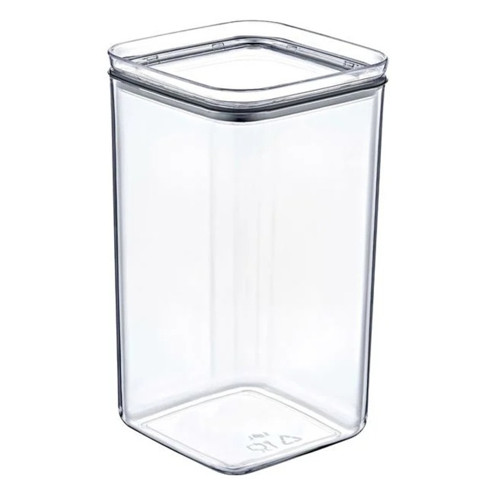Recipient Alimente Stivuibil 250 ml, Transparent, 6x6x11 cm, Organizator Modular pentru Dulap si Camara