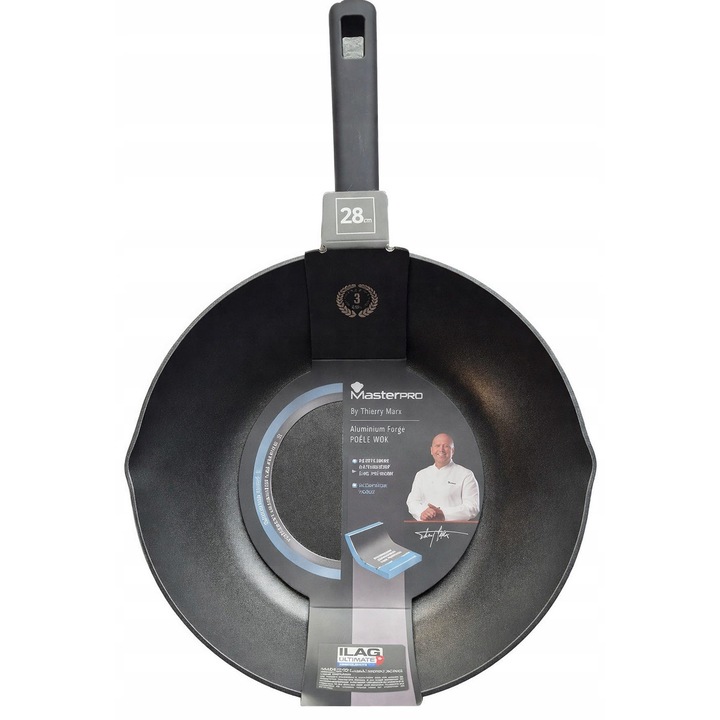 Tigaie wok 28 cm aluminiu, neaderent, pentru toate tipurile de plite