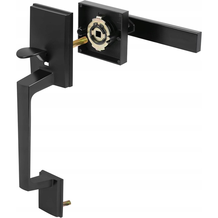 Maner modern pentru usi interioare, mata neagra, set cu cilindru unic, dimensiune 38x45mm