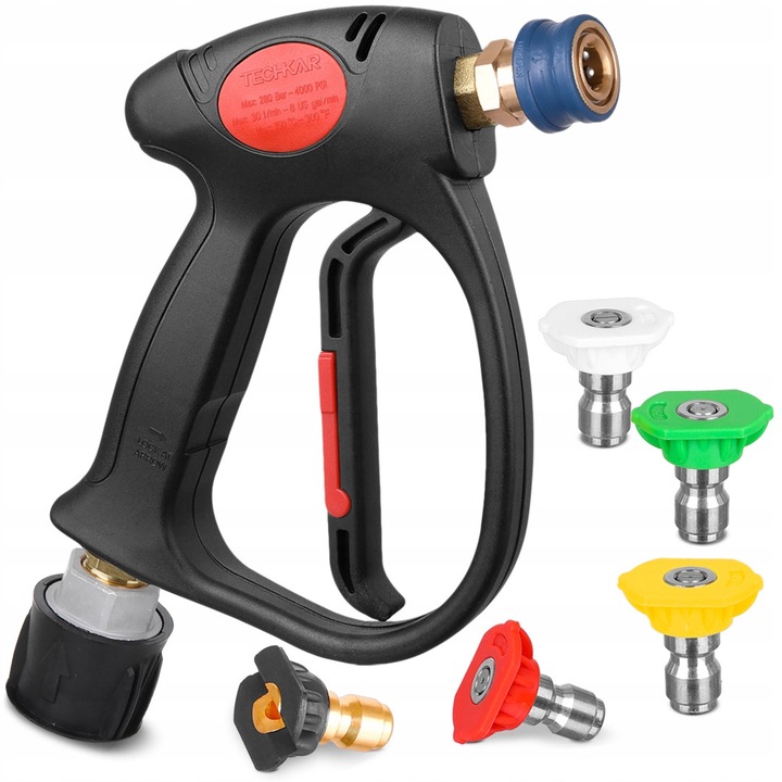Set pistol si duze pentru aparat de spalat cu presiune TECHKAR, gniazdo KARCHER K2-K7, 1L spuma, 160bar